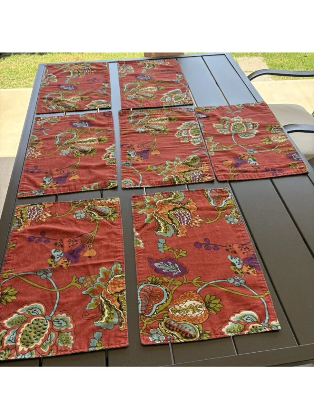 Set Of 7 Jacobean Placemats WORLD MARKET Paisley & Flowers Tatiana Washable